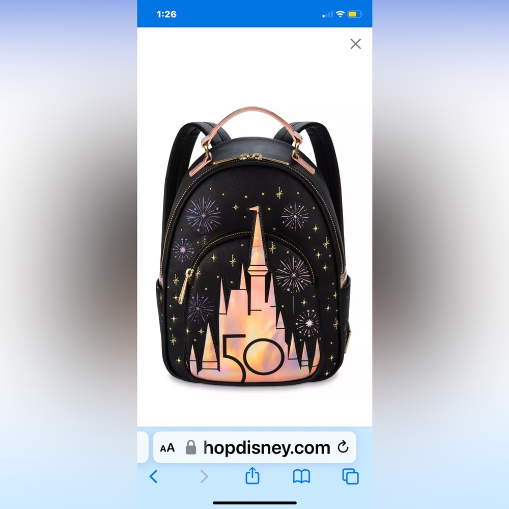 Walt Disney World 50th Anniversary Grand Finale Loungefly Mini Backpack